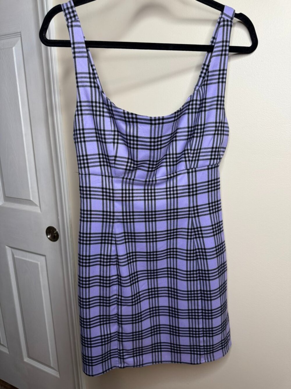 Empyre Black & Purple Plaid Sleeveless Dress Size M